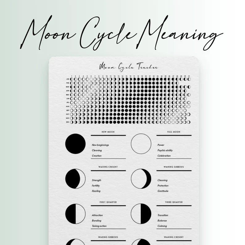 2023 Moon Phases Lunar Calendar With Moon Mapping - Goals & Resolutions  Printable PDF Planner