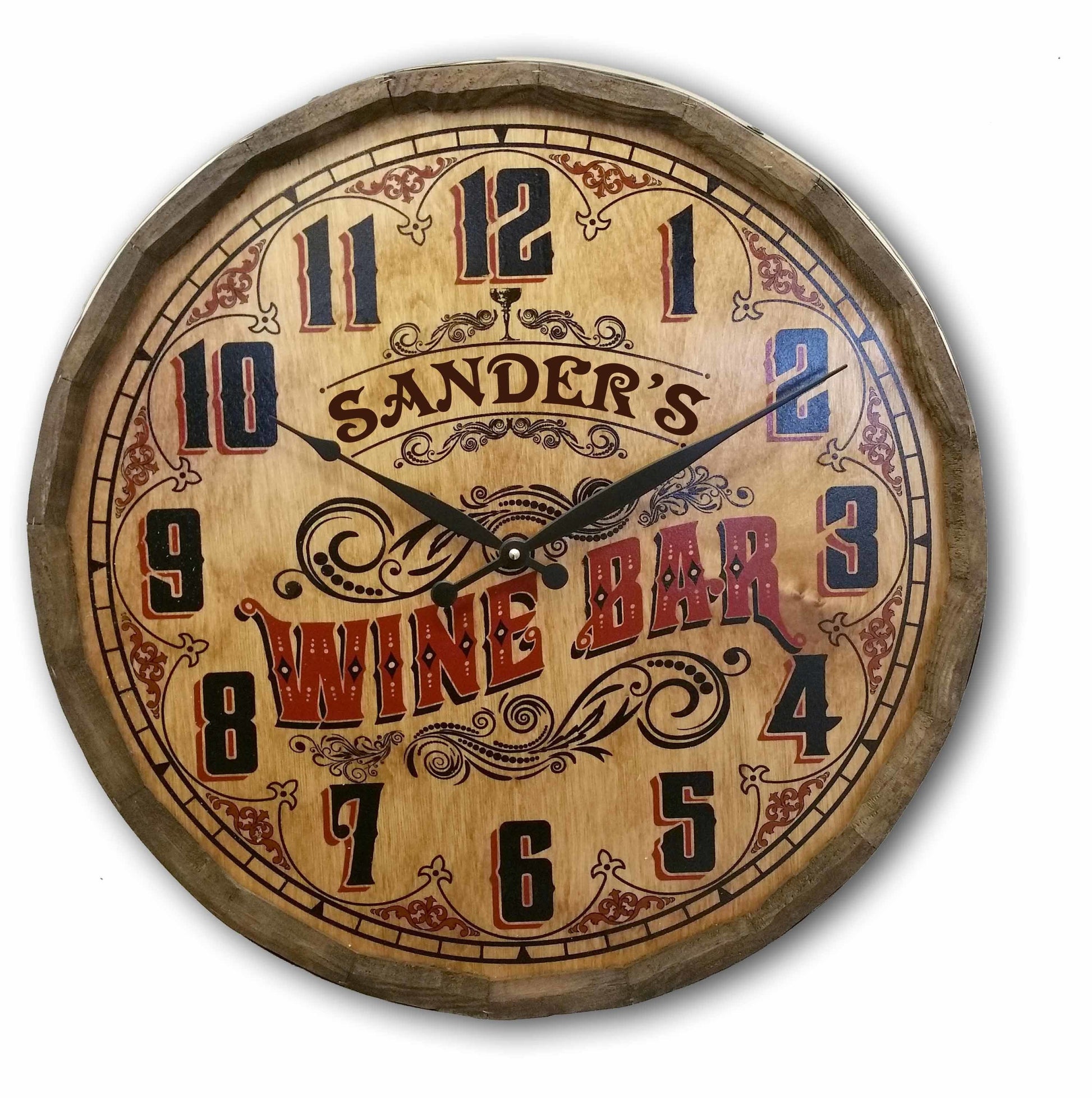 Personalize Your Own Wine Bar Quarter Barrel Clock