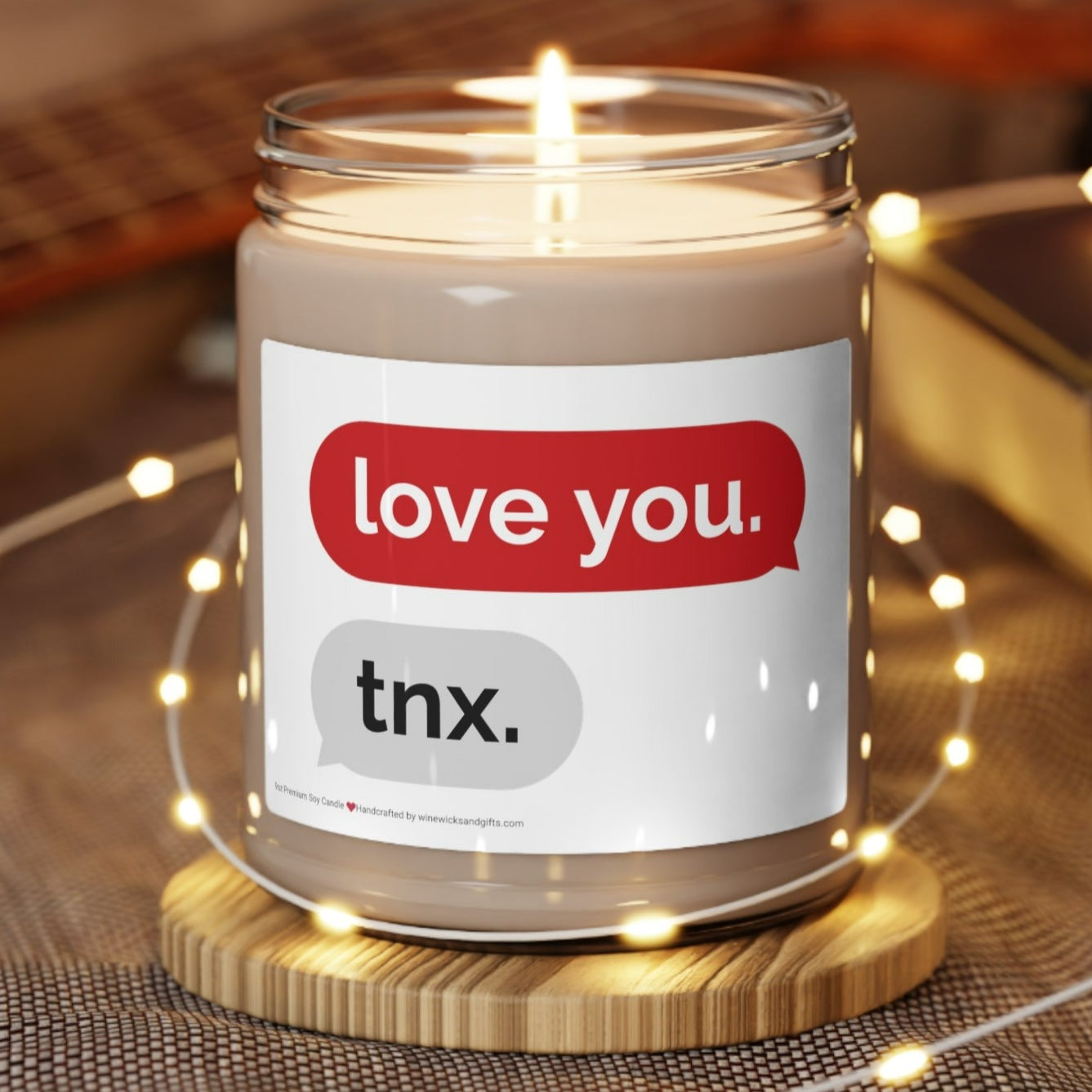 Love You Text Scented Soy Candle, 9oz Soy Candle, Creative Gift – Wine  Wicks & Gifts