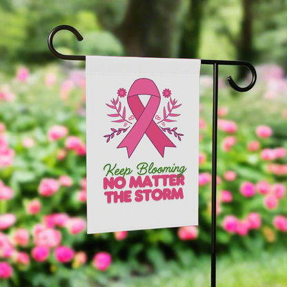 Garden Flag Breast Cancer Awareness, Keep Blooming, Pink Ribbon Support