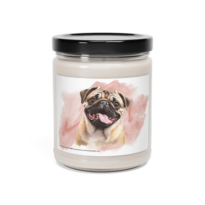 Pug Soy Candle, 9oz Scented Candle, Dog Lover Candle