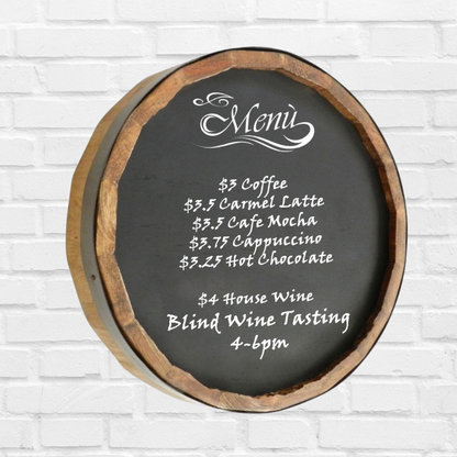 Menu Chalkboard Quarter Barrel Sign