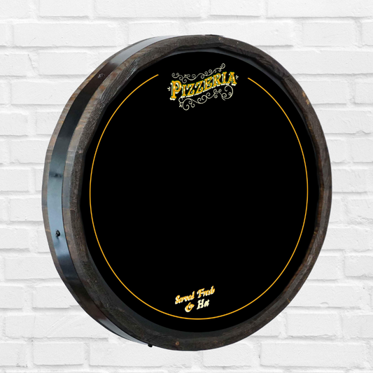 Pizzaria Chalkboard Quarter Barrel Sign