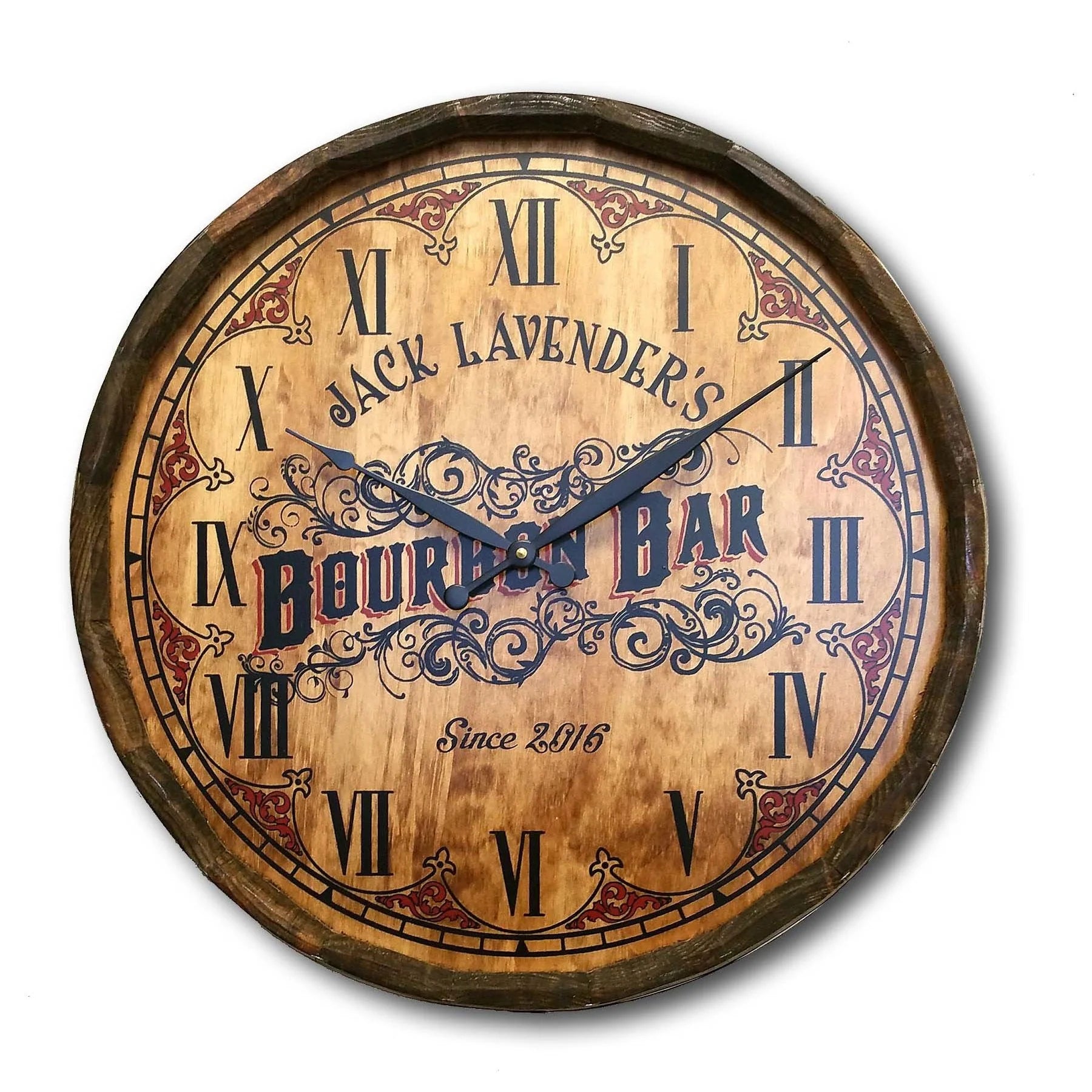 Personalize Your Own Bourbon Bar Quarter Barrel Clock