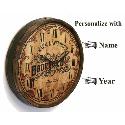 Personalize Your Own Bourbon Bar Quarter Barrel Clock