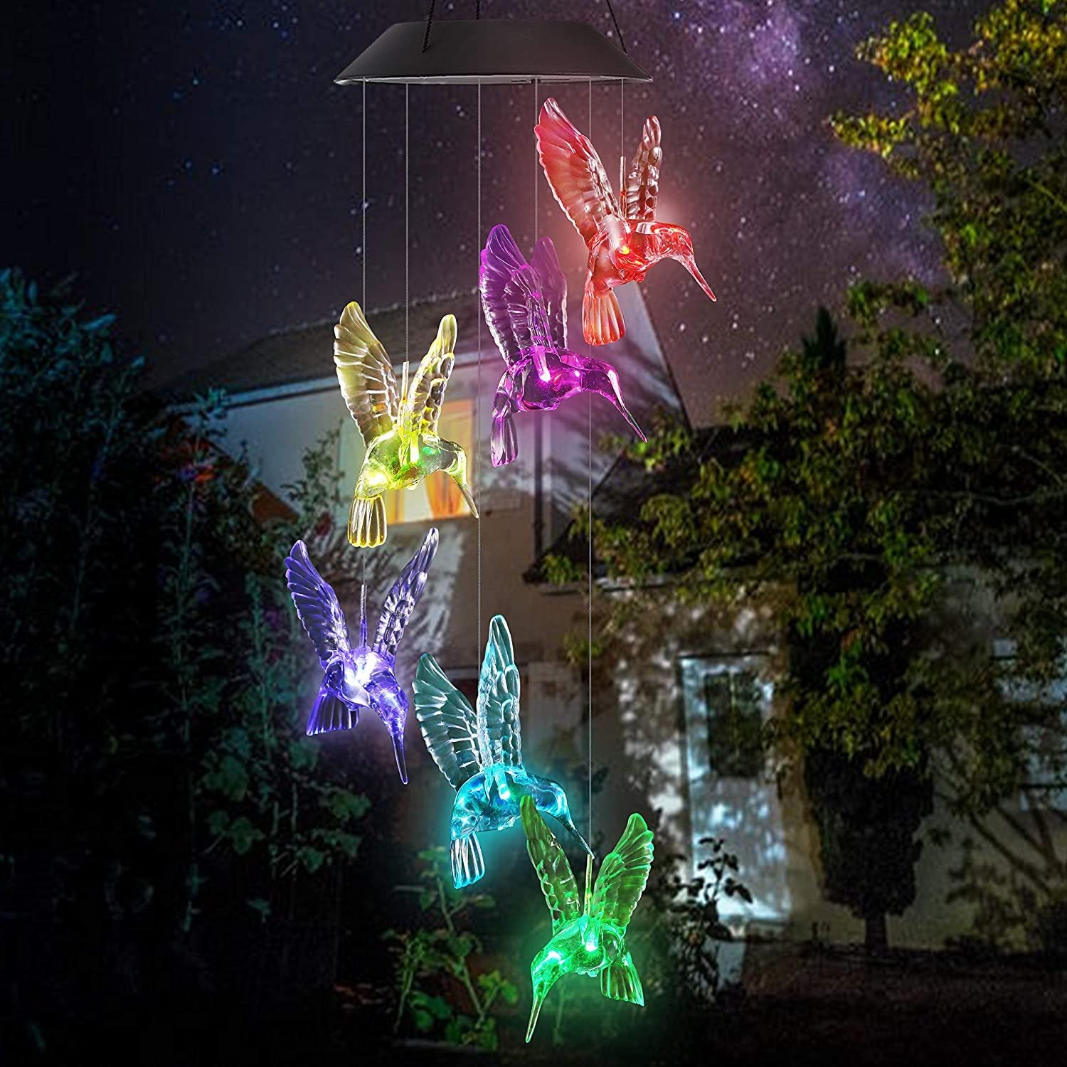 Butterfly Wind Chime LED Solar Garden Light - Includes Hanging Wire