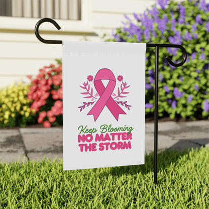 Garden Flag Breast Cancer Awareness, Keep Blooming, Pink Ribbon Support