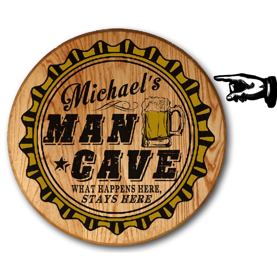 Personalized Man Cave Barrel Head Sign