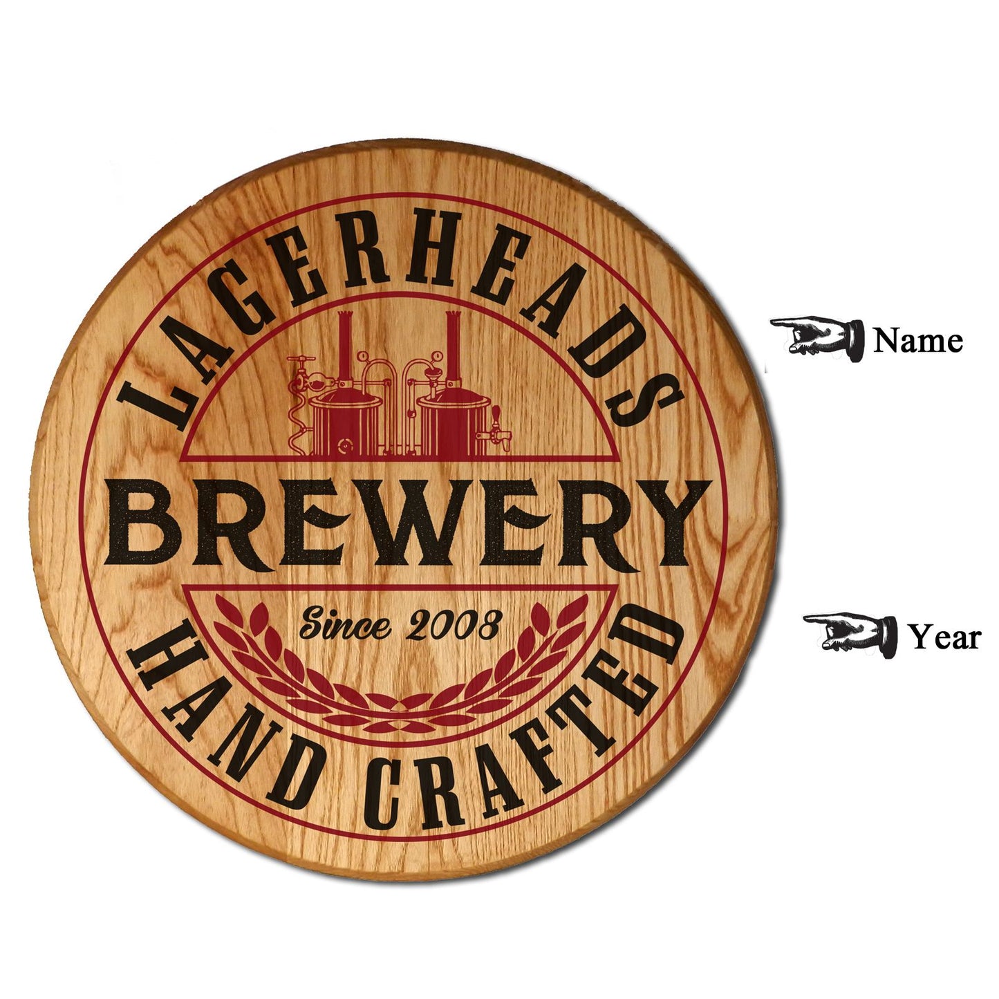 Personalized Brewery Barrel Head Sign
