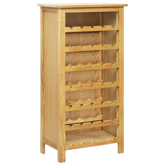 35 Bottle Solid Oak Wood Wine Bottle Cabinet Rack