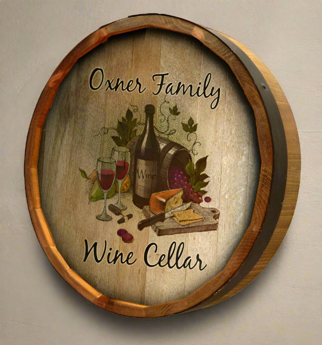 Personalized Full Color Wine Cellar Quarter Barrel Sign