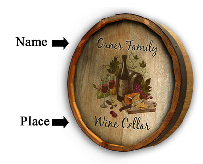Personalized Full Color Wine Cellar Quarter Barrel Sign
