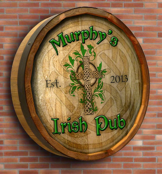 Personalized Full Color Irish Pub Quarter Barrel Sign