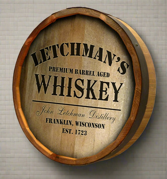 Personalized Full Color Distillery Quarter Barrel Sign