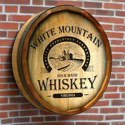 Personalized Full Color White Mountain Whiskey Quarter Barrel Sign