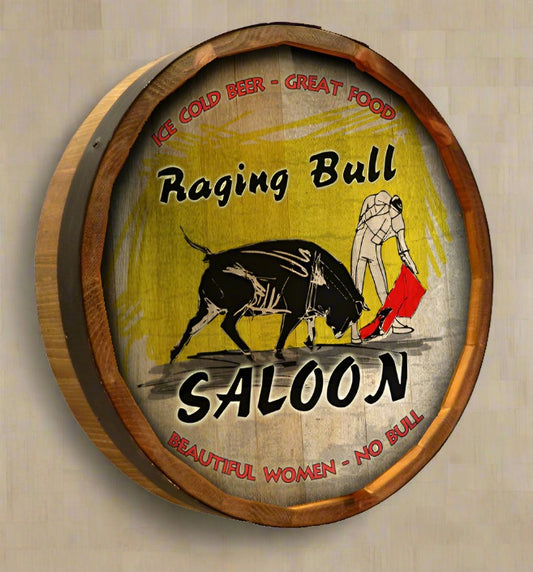 Personalized Full Color Raging Bull Quarter Barrel Sign