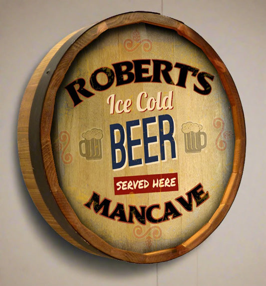 Personalized Full Color Ice Cold Beer Quarter Barrel Sign