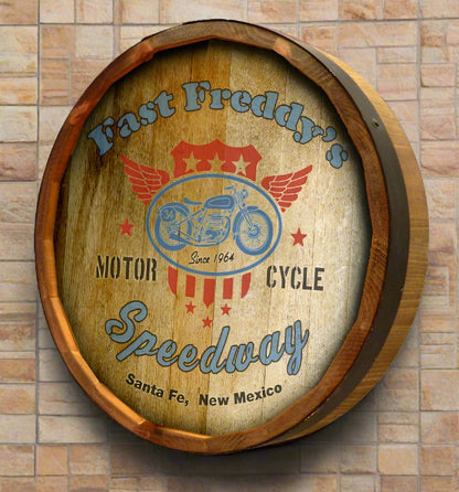 Personalized Full Color Speedway Quarter Barrel Sign