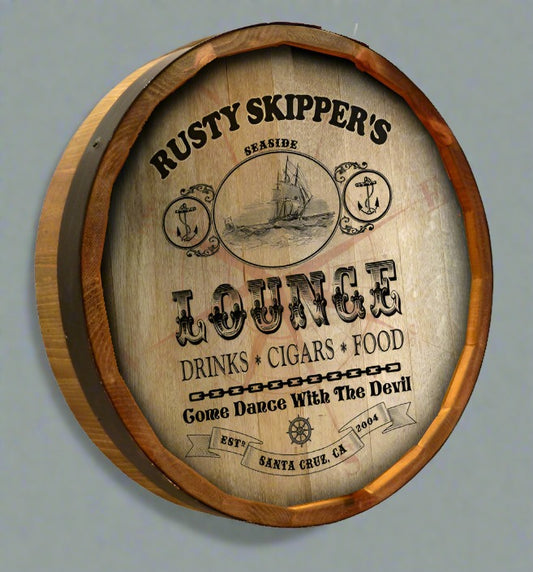 Personalized Full Color Seaside Lounge Quarter Barrel Sign