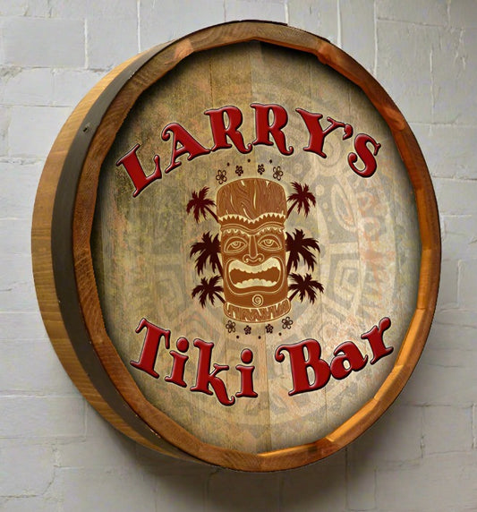 Personalized Full Color Tiki Bar Quarter Barrel Sign