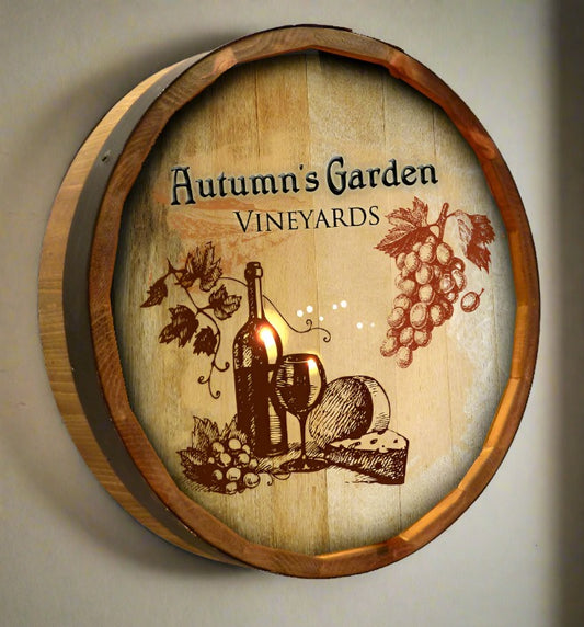 Personalized Full Color Autumn Garden Quarter Barrel Sign