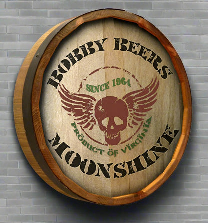 Personalized Full Color Skull Wings Quarter Barrel Sign