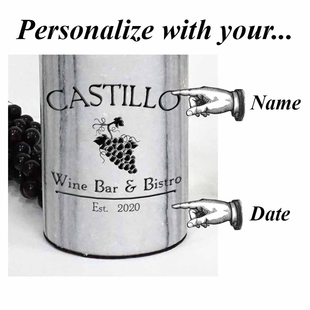 Wine Grapes Bar Marble Wine Chiller Custom Engraved