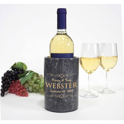 Wedding Date Marble Wine Chiller Custom Engraved