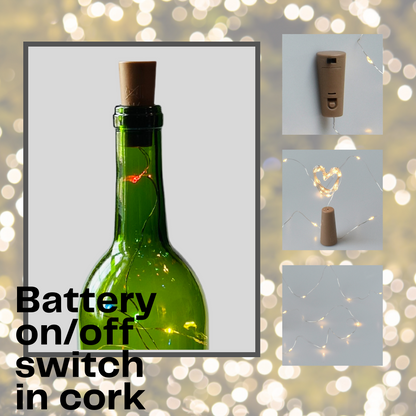 Green Wine Bottle with Colored Fairy String Lights, 750ml, Battery Operated Lights - DIY Projects and  Décor