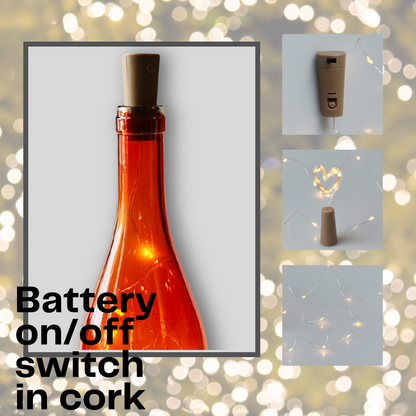 Orange Wine Bottle with Warm White Fairy String Lights, 750ml, Battery Operated Lights - DIY Projects and  Décor