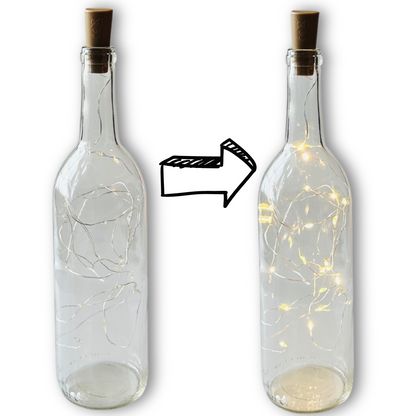 Clear Wine Bottle with Warm White Fairy String Lights, 750ml, Battery Operated Lights - DIY Projects and  Décor