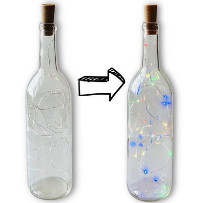 Clear Wine Bottle with Colored Fairy String Lights, 750ml, Battery Operated Lights - DIY Projects and  Décor