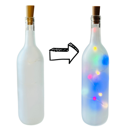 Frosted Wine Bottle with Colored Fairy String Lights, 750ml, Battery Operated Lights - DIY Projects and  Décor