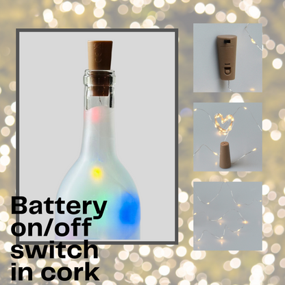 Frosted Wine Bottle with Colored Fairy String Lights, 750ml, Battery Operated Lights - DIY Projects and  Décor