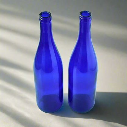 Empty Blue Burgundy Wine Bottles, 750ml - DIY Projects, Décor and Bottle Trees, Pack of 2