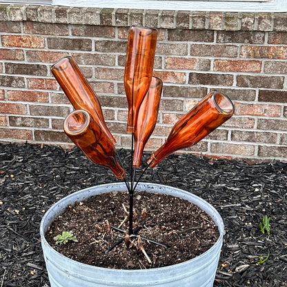 Wine Bottle Tree, Glass Bottle Bush - Organize & Display 6 Bottles with Style - Sturdy Powder-Coated Steel