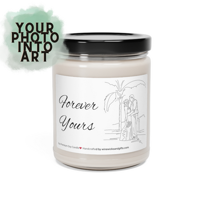 Custom Line Art Candle, 9oz Scent Soy Candle, Personalized Gift