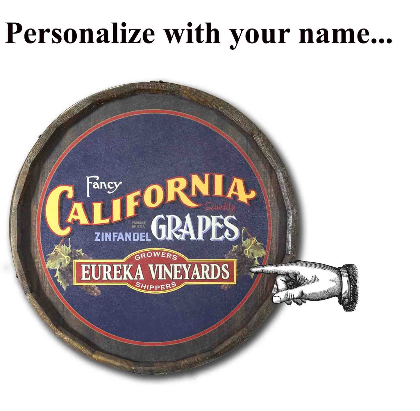 Personalized Full Color Cali Grapes Quarter Barrel Sign