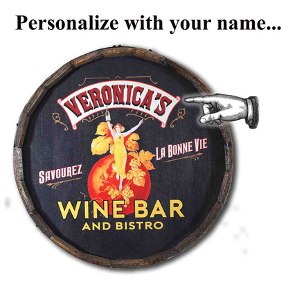 Personalized Full Color Wine Bar & Bistro Quarter Barrel Sign