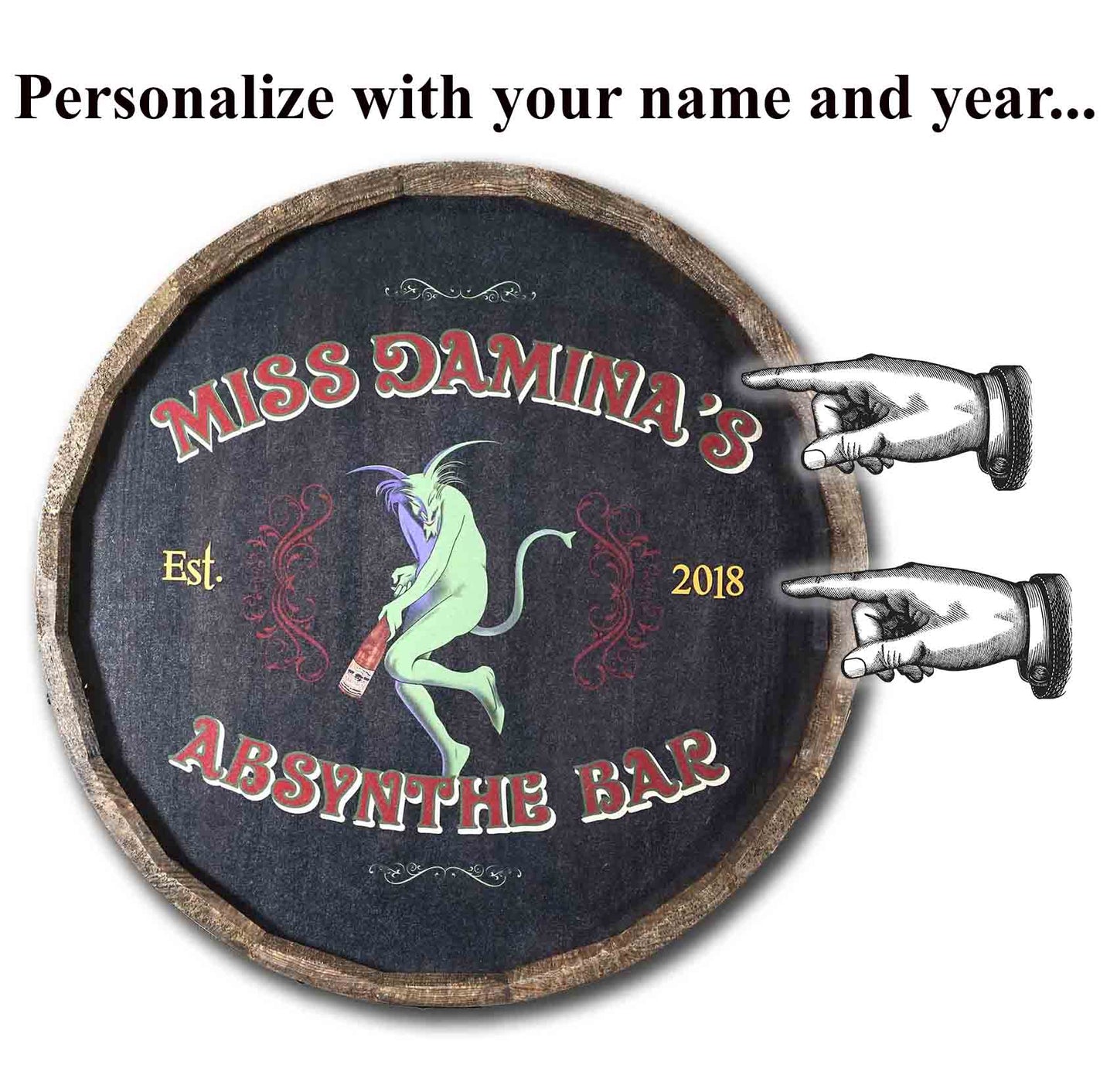Personalized Full Color Absynthe Quarter Barrel Sign