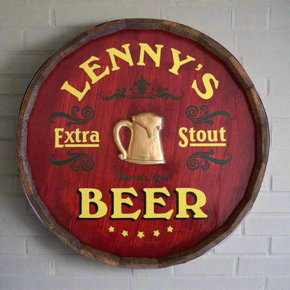 Personalized Extra Stout Quarter Barrel Sign with Relief