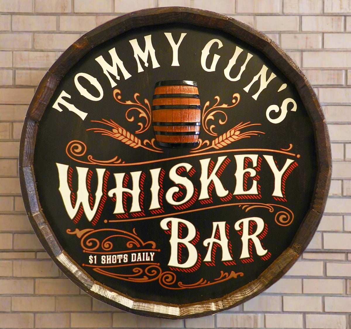 Personalized Whiskey Bar Quarter Barrel Sign with Relief