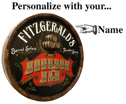 Personalized Bourbon Bar Quarter Barrel Sign with Relief