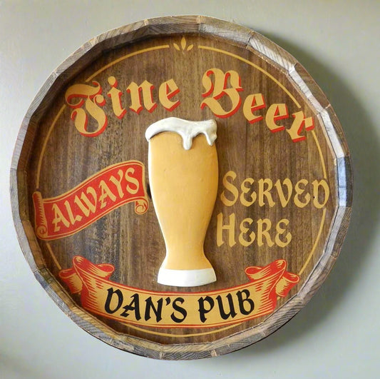 Personalized Fine Beer Quarter Barrel Sign with Relief