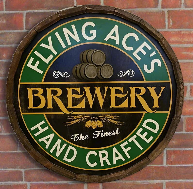 Personalized Craft Brewery Quarter Barrel Sign with Relief