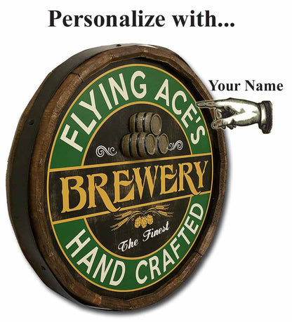 Personalized Craft Brewery Quarter Barrel Sign with Relief