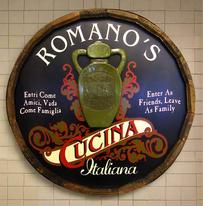 Personalized Cucina Quarter Barrel Sign with Relief