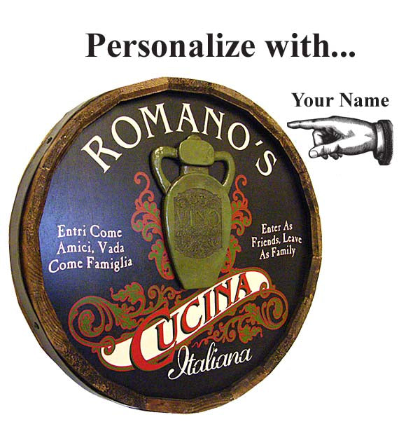 Personalized Cucina Quarter Barrel Sign with Relief