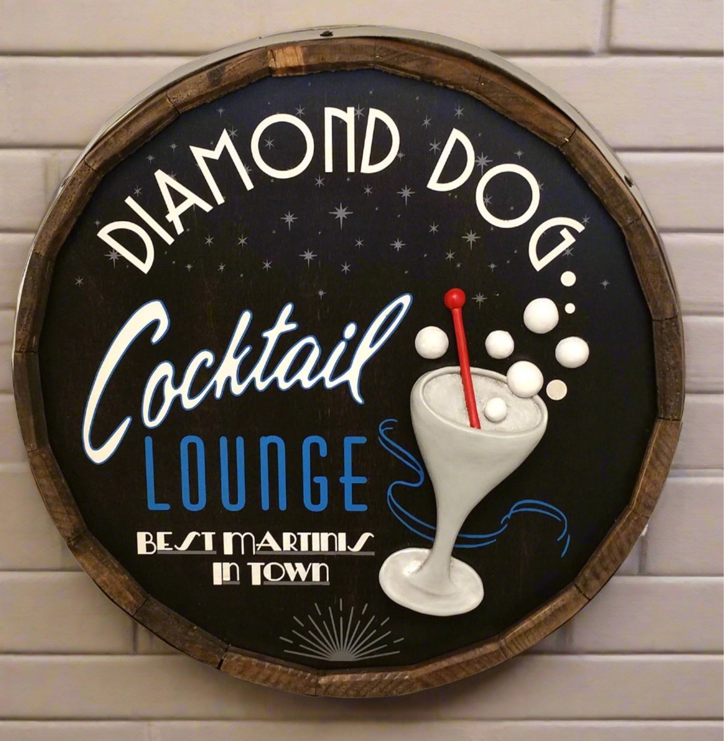 Personalized Cocktail Lounge Quarter Barrel Sign with Relief