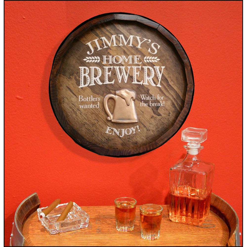 Personalized Home Brewery Quarter Barrel Sign with Relief